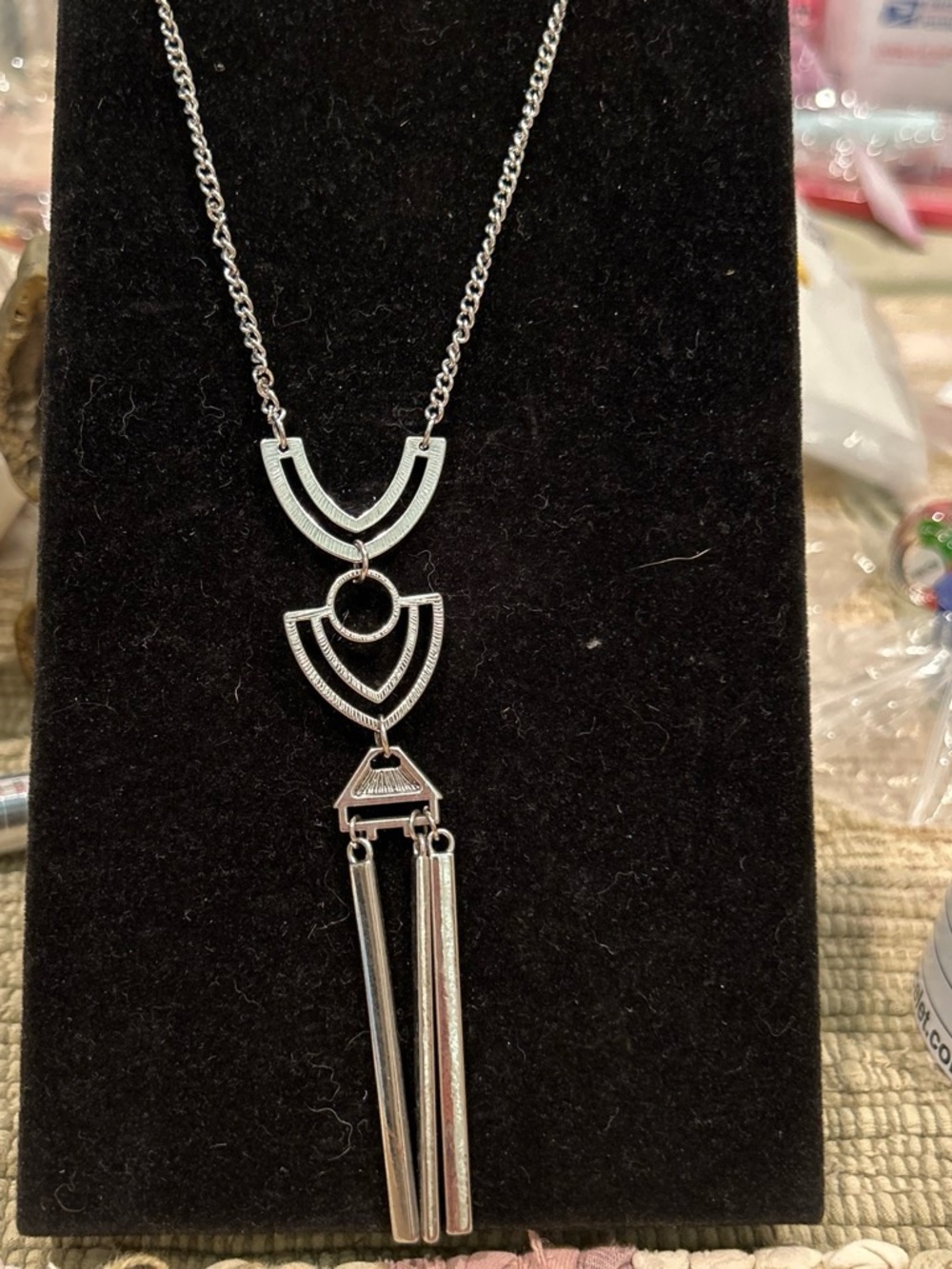 Silver Geometric Drop Necklace - Women Jewelry